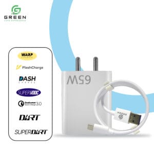 Green UV-65 65W QC3.0 Fast Charger with Type-C Cable - Image 3