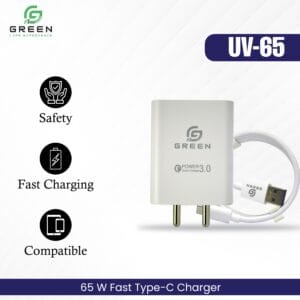 Green UV-65 65W QC3.0 Fast Charger with Type-C Cable - Image 4