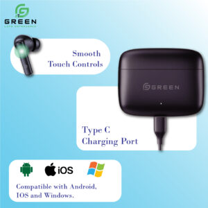 Green Leaf-161 True ENC Wireless Gaming Earbuds - Image 3