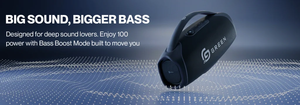 Green BassBox Wireless Speaker Product Banner