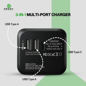 Green ADP-20 Universal Travel Adapter with 20W PD Fast Charging - Image 3
